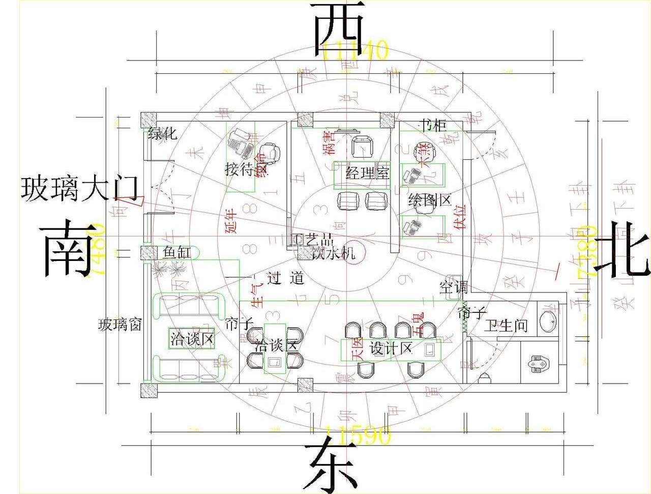 公司財務室財位風水演示圖